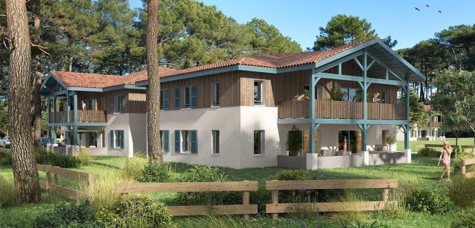 Perspective extérieure d'un bâtiment de la résidence Domaine de la Palombière