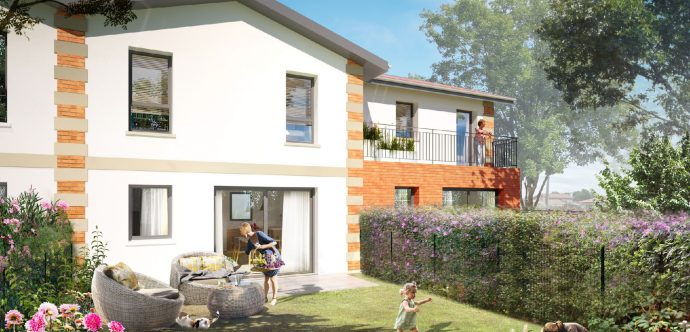 jardin privatif d'une maison neuve mitoyenne à étage à Gujan Mestras