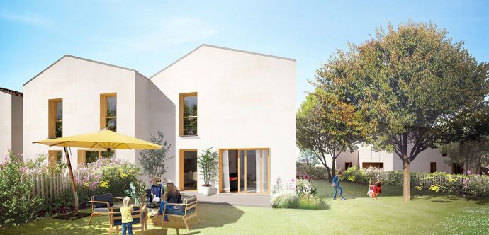 Jardin privatif d'une maison neuve mitoyenne à Pessac