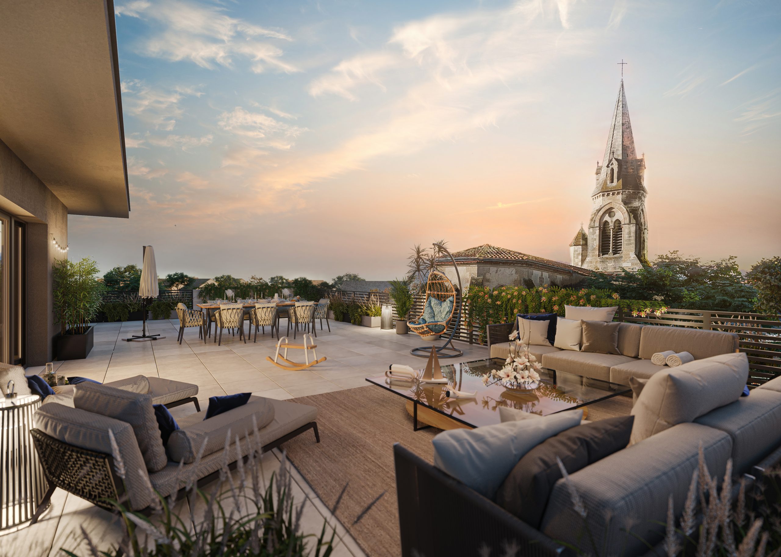 grande terrasse d'un appartement en attique