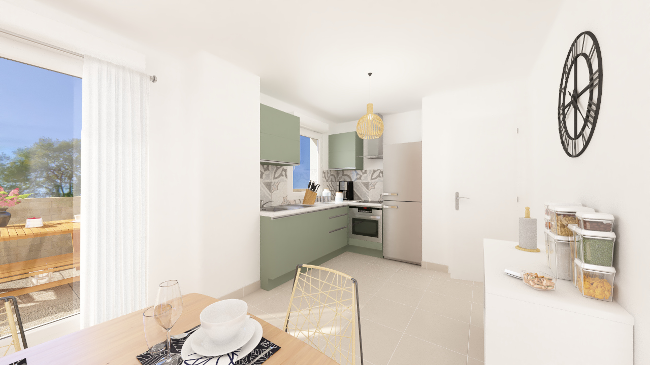 Cuisine fonctionnelle ouverte sur salon