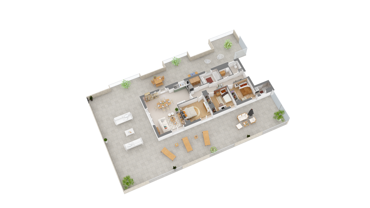 Plan axonométrique d'un logement T4