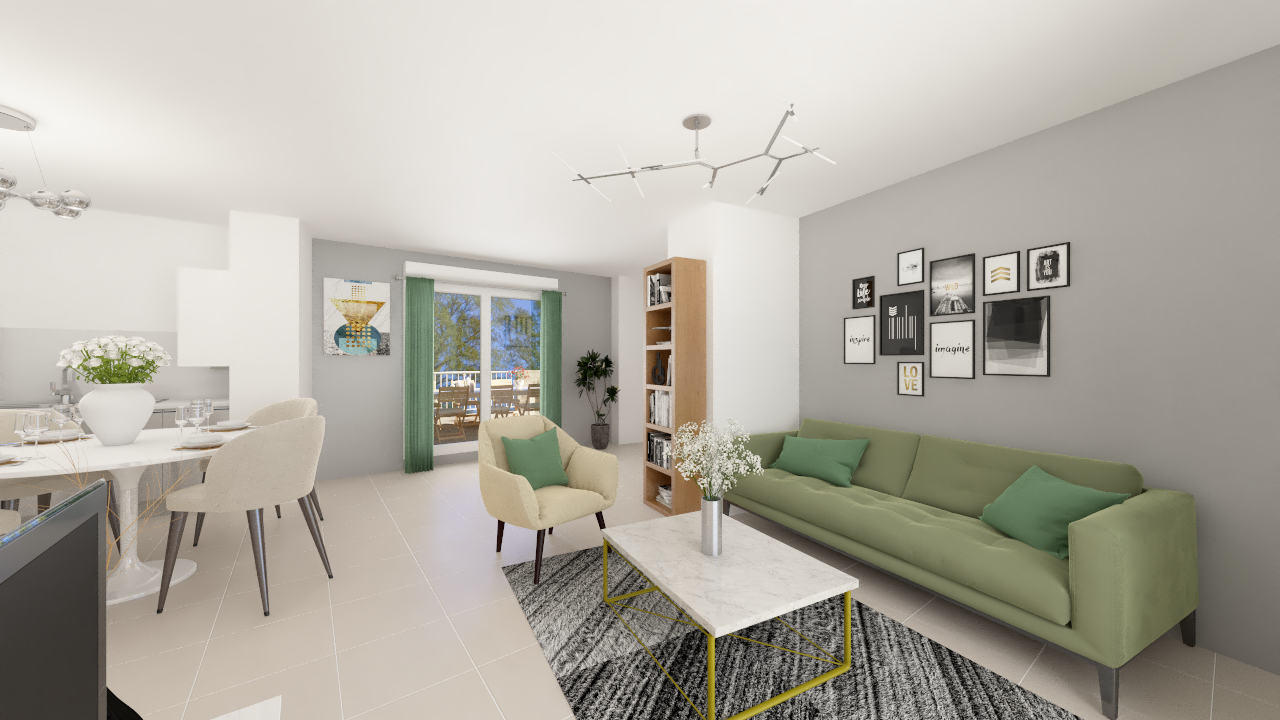 Belle salle-à-manger/séjour d'un logement neuf