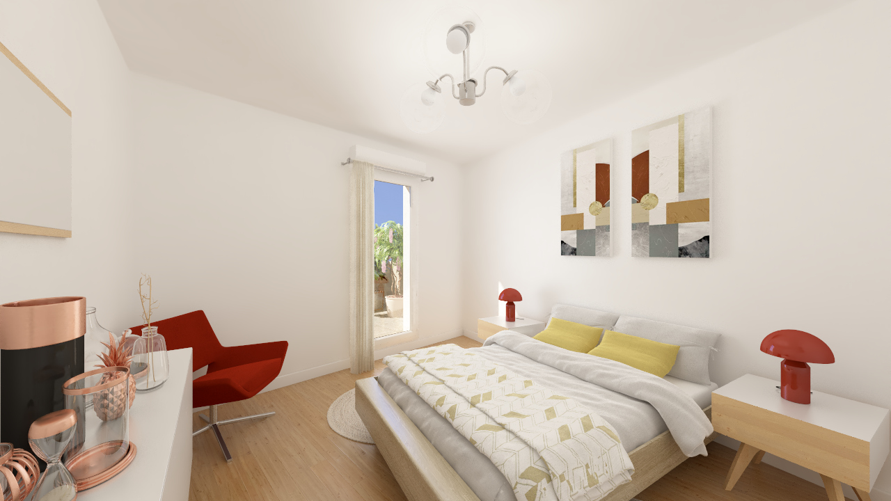 Chambre parentale lumineuse avec accès terrasse