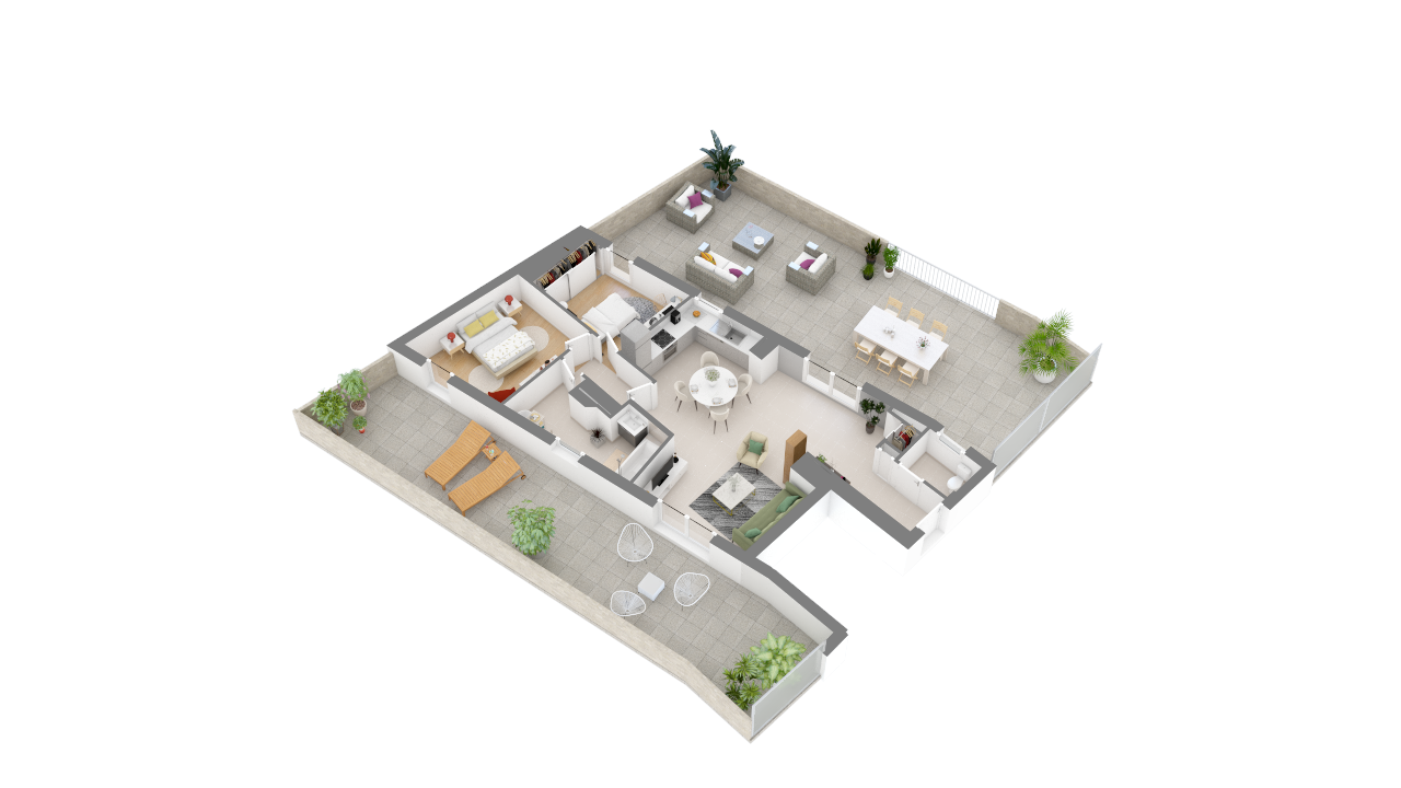 Vue d'ensemble d'un appartement spacieux 3 pièces